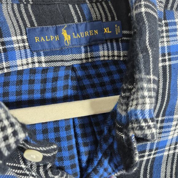 Ralph Lauren Shirt Mens XL Blue Plaid Lined Flannel Heavy Thick Outdoor Gorpcore - Picture 12 of 12